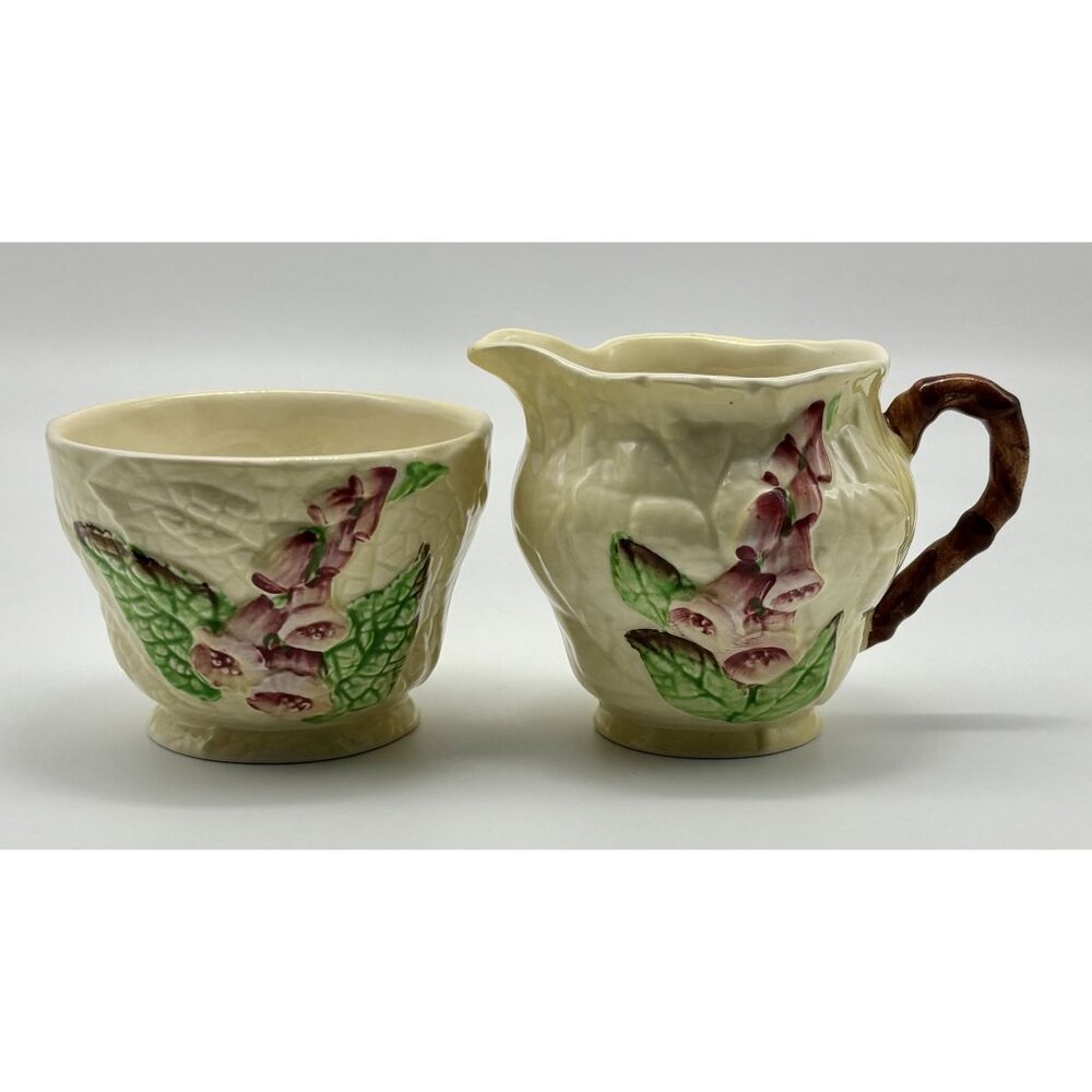 Vintage Carlton Ware Australian Design Foxglove Set of 2 Creamer Open Sugar Bowl